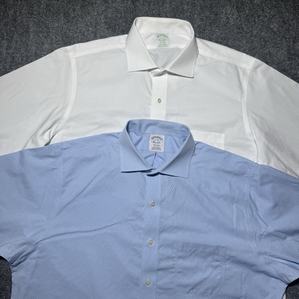 Lot Of 2 Brooks Brothers 17-36 Regent‎ & Milano Men Button Up Supima Cotton